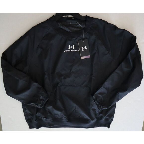 Under Armour 1369850 001 Women's Sz L Black UA Rush Woven Crew Sweatshirt $90 - Picture 7 of 8